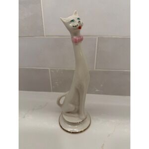 Crearioni Vider Cat Figurine White Vintage MCM Long Neck Italy